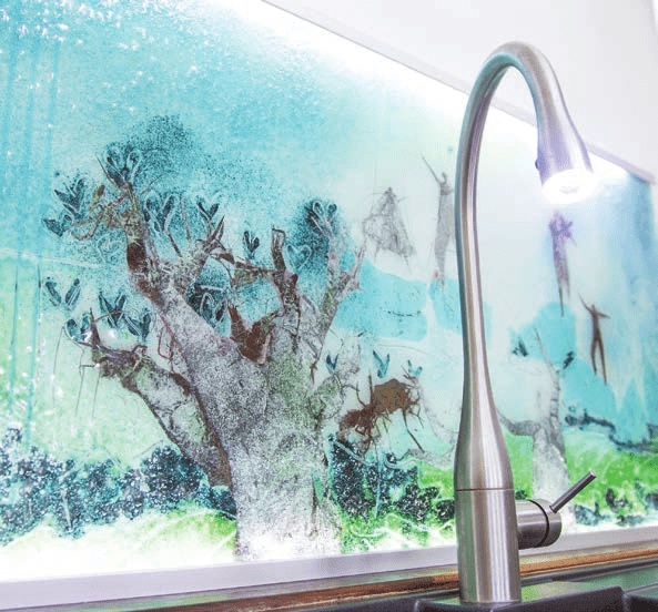 Smuk glas baggrund ved en håndvask
