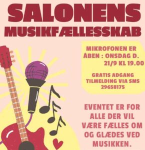 Plakat der fortæller om forskellige nye musikalske arrangementer i Skælskør